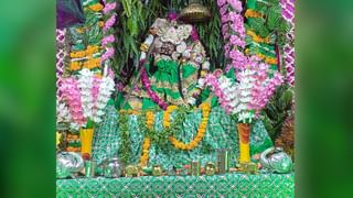 हाथों में वंशी धारण कर हिंडोले में सवार हुईं राधा रानी, हरियाली तीज पर मनाया गया झूलनोत्सव