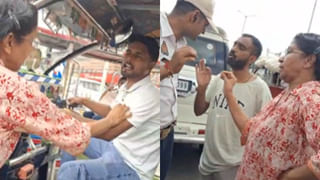 BJP का झंडा लगी गाड़ी से उतरी महिला, ई-रिक्शा वाले को कॉलर से पकड़ा; काटा बवाल