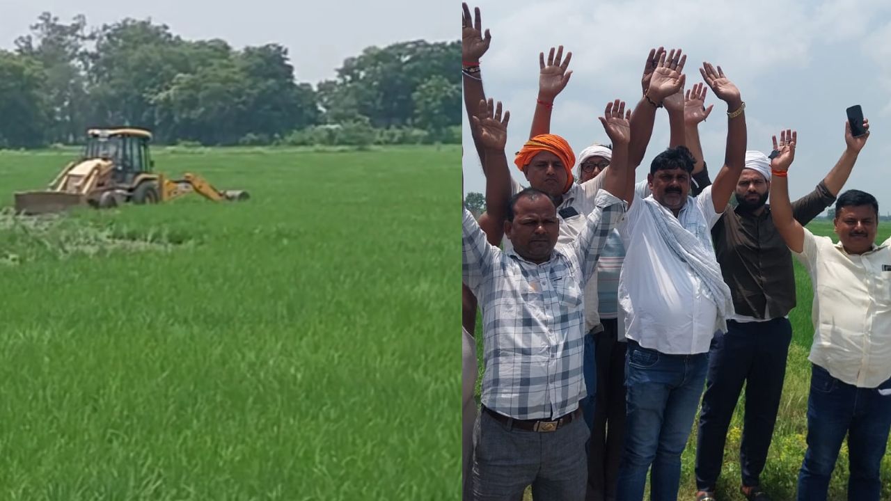 मुआवजे पर तकरार… एक्सप्रेसवे के लिए किसानों के सामने रौंद दी गई लहलहाती धान की फसल