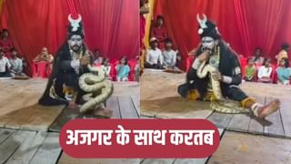 दुर्गा पूजा पंडाल में अजगर लपेटकर डांस करने लगे ‘शिव’, सोशल मीडिया में वायरल हो रहा वीडियो