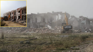 लखनऊ एयरपोर्ट के पास बने 21 रो-हाउस पर चला LDA का बुलडोजर, 8 घंटे में घर जमींदोज