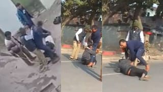 ऐसा क्या गुनाह किया? फारेस्ट गार्ड ने किसान को बीच सड़क पर गिराकर पीटा, वायरल हो गया वीडियो