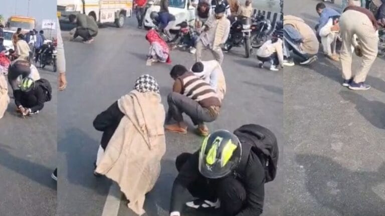 हापुड़ में बीच सड़क पर होने लगी चांदी की बारिश, लूटने के लिए मची होड़