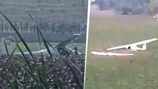 प्रयागराज: तालाब में गिरा एयरक्राफ्ट, दलदल में फंसे पायलट और क्रू को बचाया गया