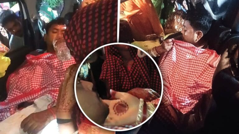 अगली सीट से मंत्रोच्चार, पिछली सीट पर दूल्हे ने भरी मांग… मंडप बनी कार