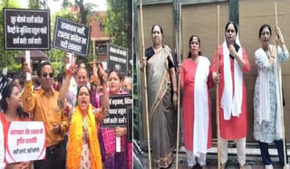 कांग्रेस दफ्तर की ओर BJP का मार्च, कांग्रेसियों ने उठाई लाठी; लखनऊ में जबरदस्त हंगामा