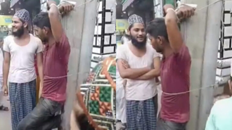 मुरादाबाद: मस्जिद में चोरी के शक में युवक से हैवानियत, खंभे से बांधा
