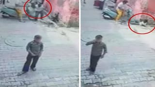 बच्चे को 3 बार मारी स्कूटी से टक्कर, बचाव में नाली में गिरा मासूम; CCTV में कैद हुई वारदात