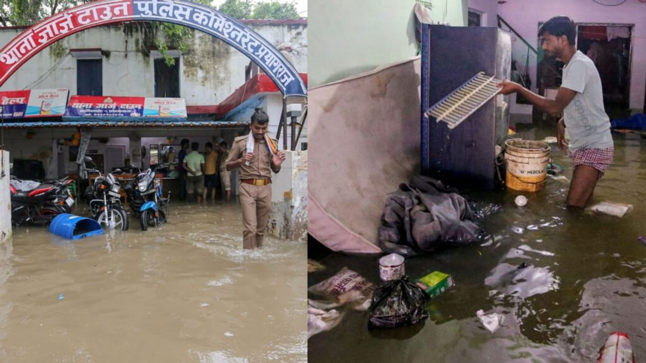 टापू बना थाना, मुहल्ले में चली नाव; बाढ़ से प्रयागराज में हुआ बुरा हाल… Photos