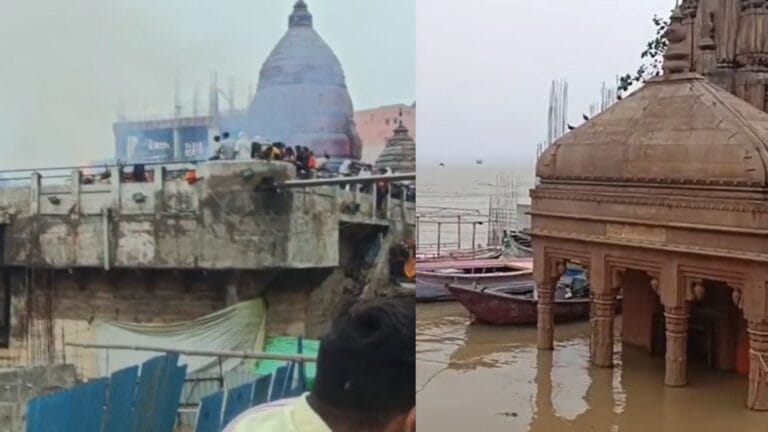 काशी में डूबे श्मशान घाट, छतों पर हो रहा शवदाह; कहर बरपाने लगीं गंगा